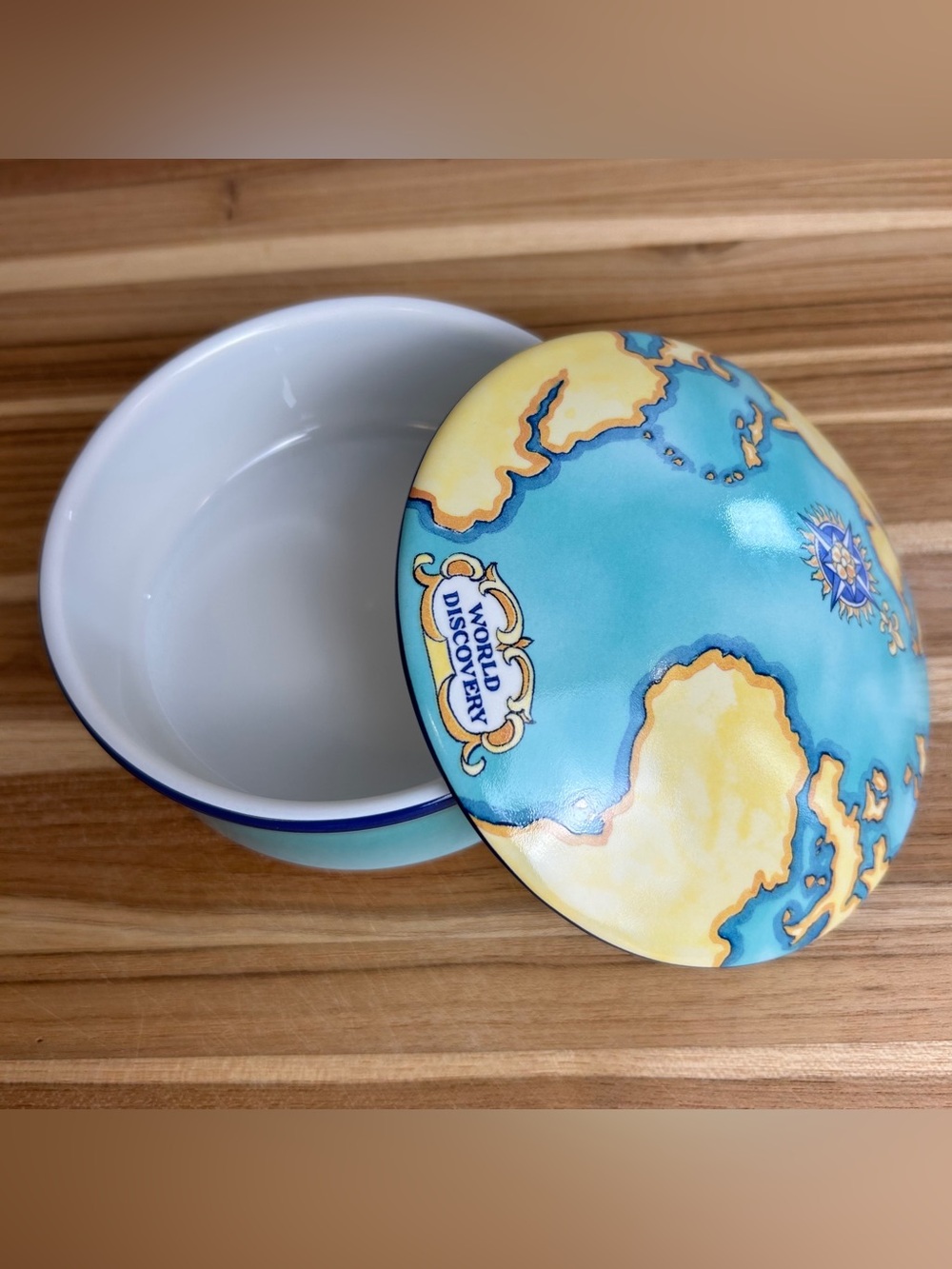 Tiffany & Co Globe Map Trinket Box Tauck World Discovery Lidded Porcelain